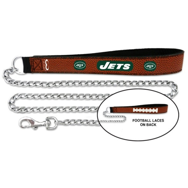 New York Jets Football Leather And Chain Leash