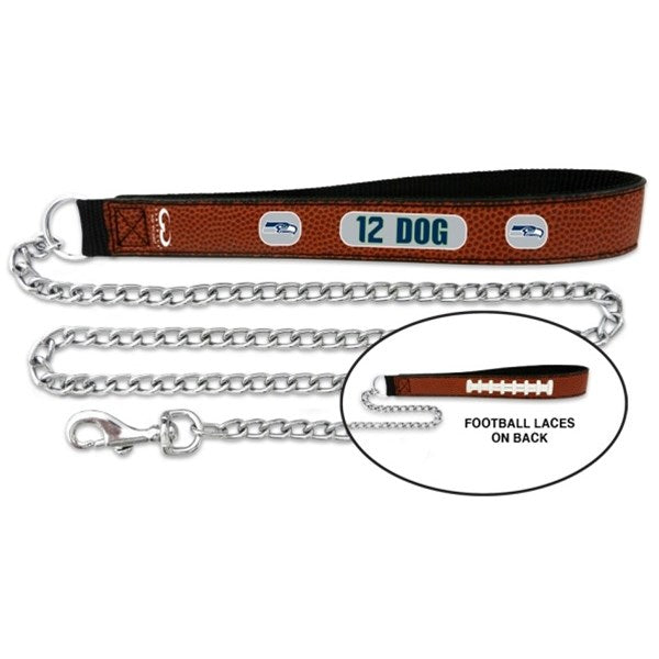 Seattle Seahawks 12th Dog Leather And Chain Leash