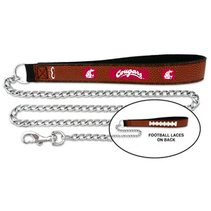 Wa State Cougars Football Leather & Chain Leash