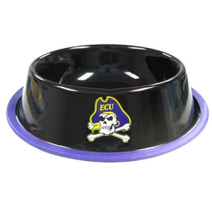 East Carolina Pirates Gloss Black Pet Bowl