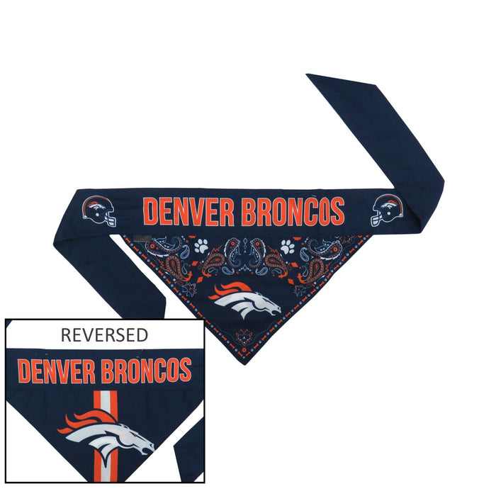 Denver Broncos Pet Reversible Paisley Bandana