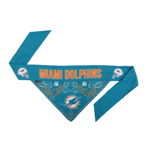 Miami Dolphins Pet Reversible Paisley Bandana