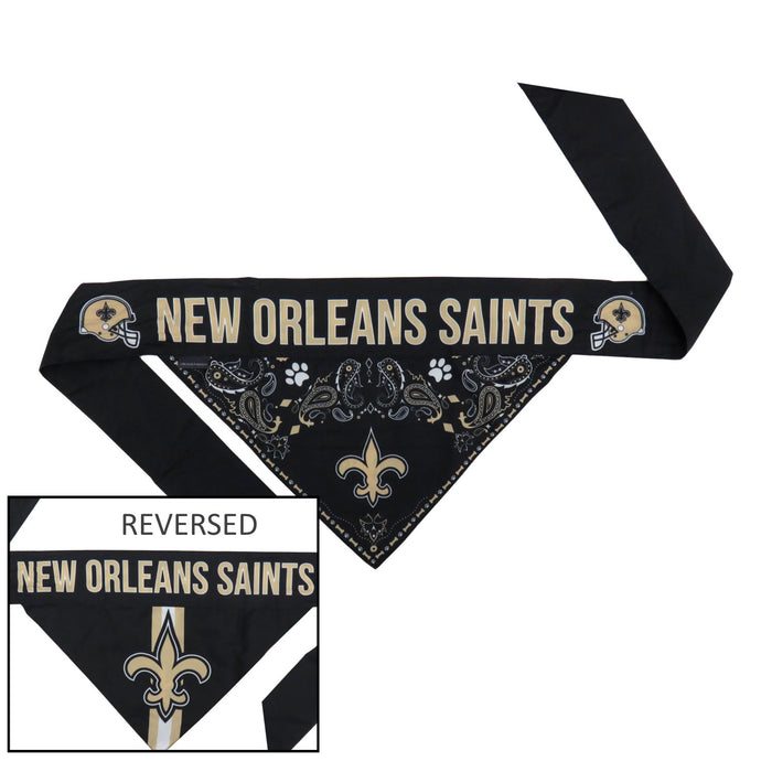 New Orleans Saints Pet Reversible Paisley Bandana