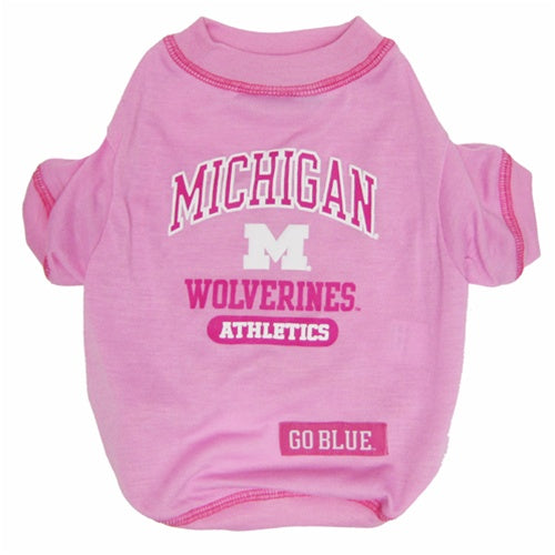 Michigan Wolverines Pink Dog Tee Shirt