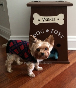 Personalized Dog Toy Box- Burgundy-Brown - Posh Puppy Boutique