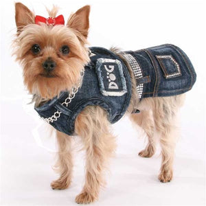 Hollywood Basic Denim Harness Vest- Many Patch Choices - Posh Puppy Boutique
