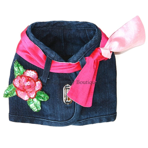 Hollywood Harness Vest with Rose Patch- Many Collar Styles
