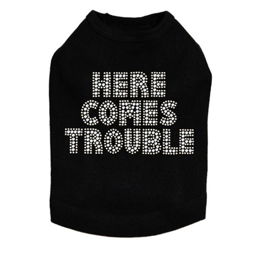 Here Comes Trouble Rhinestone Tank- Many Colors
