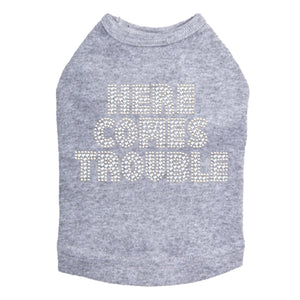 Here Comes Trouble Rhinestone Tank- Many Colors - Posh Puppy Boutique