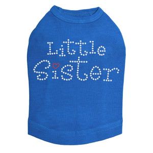 Little Sister with Red Heart Rhinestone Dog Tank- Many Colors - Posh Puppy Boutique