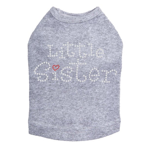 Little Sister with Red Heart Rhinestone Dog Tank- Many Colors - Posh Puppy Boutique