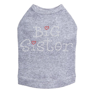 Big Sister with Red Heart Rhinestone Dog Tank- Many Colors - Posh Puppy Boutique