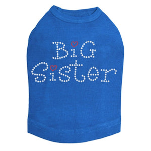 Big Sister with Red Heart Rhinestone Dog Tank- Many Colors - Posh Puppy Boutique