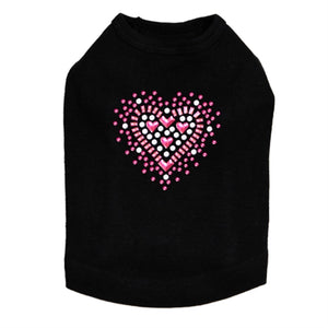 Pink Swarovski Heart Dog Tank in Many Colors - Posh Puppy Boutique