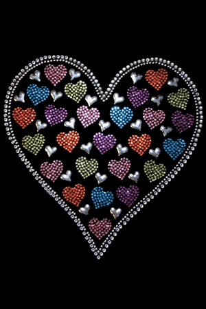 Heart with Multicolor Rhinestud Hearts Bandana- Many Colors - Posh Puppy Boutique