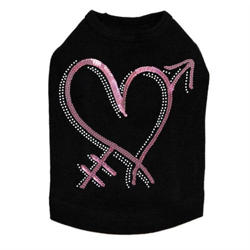 Pink Sequin Heart with Arrow Dog Tank in Many Colors