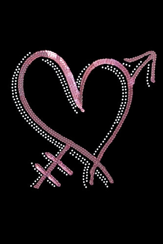 Pink Sequin Heart with Arrow Bandana- Many Colors