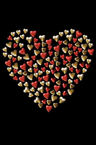 Red & Gold Nailhead Hearts Bandana- Many Colors