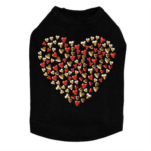 Red & Gold Nailhead Hearts Dog Tank in Many Colors
