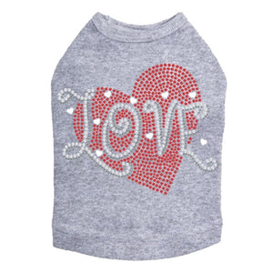 Love Red Heart Rhinestone Dog Tank- Many Colors - Posh Puppy Boutique