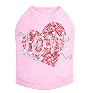 Love Red Heart Rhinestone Dog Tank- Many Colors - Posh Puppy Boutique