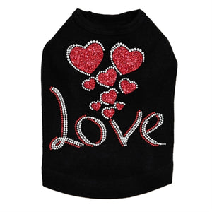 Love with Red Glitter Hearts Dog Tank in Many Colors - Posh Puppy Boutique