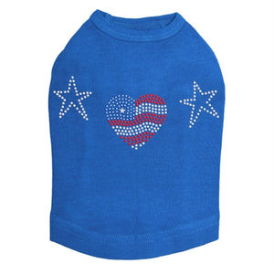 Patriotic Heart with Stars Dog Tank in Many Colors - Posh Puppy Boutique