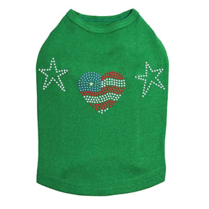 Patriotic Heart with Stars Dog Tank in Many Colors - Posh Puppy Boutique