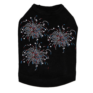 Fireworks Cluster of Three Rhinestone Tank- Many Colors - Posh Puppy Boutique
