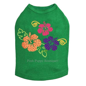 Satin Hibiscus Rhinestuds Tanks- Many Colors - Posh Puppy Boutique