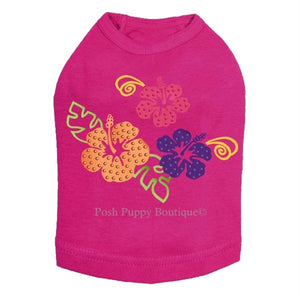 Satin Hibiscus Rhinestuds Tanks- Many Colors - Posh Puppy Boutique