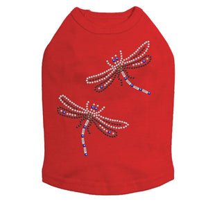 Two Small Dragonfly Rhinestone Tank- Many Colors - Posh Puppy Boutique