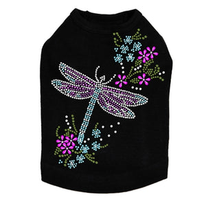 Dragonfly with Flowers Dog Tank in Many Colors - Posh Puppy Boutique