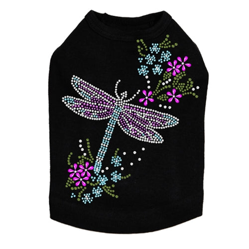 Dragonfly with Flowers Dog Tank in Many Colors
