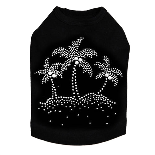 Silver Palm Trees Rhinestuds Dog Tank- Many Colors