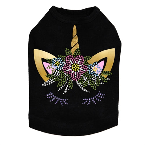 Unicorn with Flowers Dog Tank- Many Colors