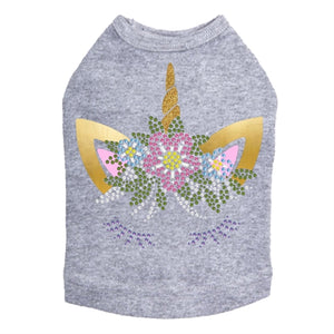 Unicorn with Flowers Dog Tank- Many Colors - Posh Puppy Boutique
