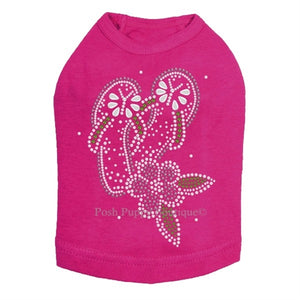 Pink Flip Flops with Flowers Rhinestones Tanks- Many Colors - Posh Puppy Boutique