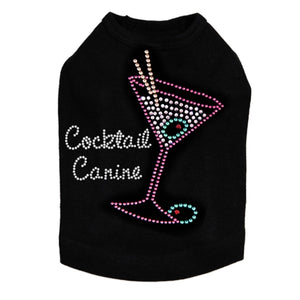 Martini Fuchsia with Clear Rhinestones Tank- Many Colors- Cocktail Canine - Posh Puppy Boutique