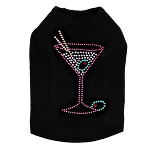 Martini Fuchsia with Clear Rhinestones Tank- Many Colors- Glass Only - Posh Puppy Boutique