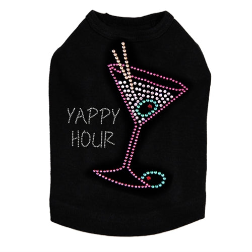 Martini Fuchsia with Clear Rhinestones Tank- Many Colors- Yappy Hour