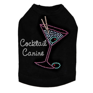 Martini Fuchsia with Blue Rhinestones Tank- Many Colors- Cocktail Canine - Posh Puppy Boutique