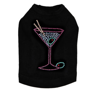 Martini Fuchsia with Blue Rhinestones Tank- Many Colors- Glass Only - Posh Puppy Boutique
