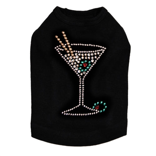 Martini Silver Rhinestones Tank- Many Colors- Glass Only