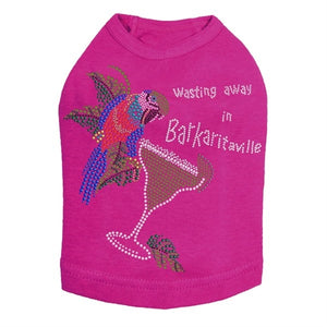 Wasting Away in Barkaritaville Parrot Rhinestone Dog Tank- Many Colors - Posh Puppy Boutique