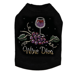 Wine Diva #2 Rhinestone Dog Tank- Many Colors - Posh Puppy Boutique