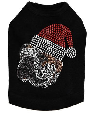 Brown Bulldog Face with Santa Hat Dog Tank - Many Colors - Posh Puppy Boutique