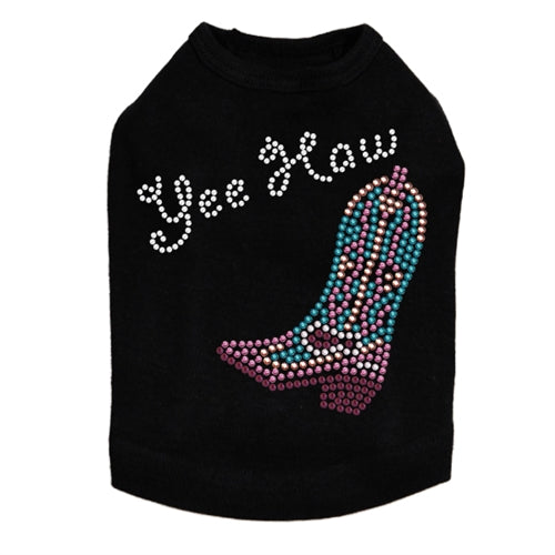 Boot (Pink & Turquoise with Yee Haw)-Dog Tank-Many Colors