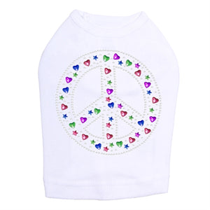 Peace Sign Stars and Hearts Dog Tank - Many Colors - Posh Puppy Boutique