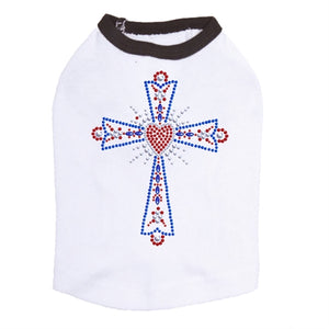 Cross Red, White, Blue Rhinestuds Tank- Many Colors - Posh Puppy Boutique